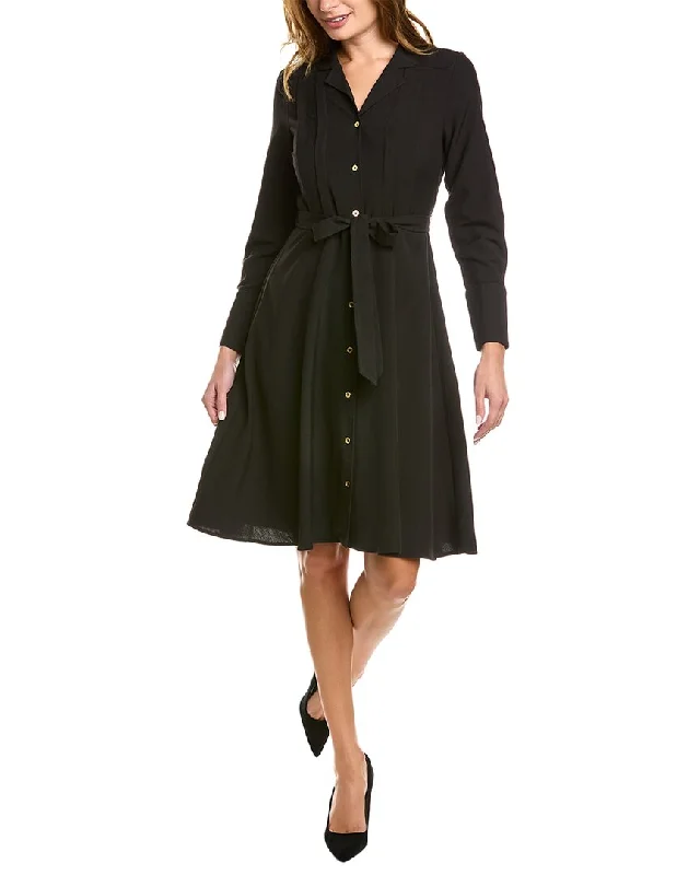 Sharagano Stretch Sharkskin Shirtdress Floral Shirt Dress