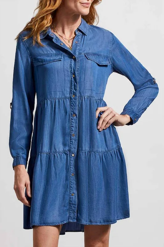 Shirt Dress In Indigo Classic Button Shirt