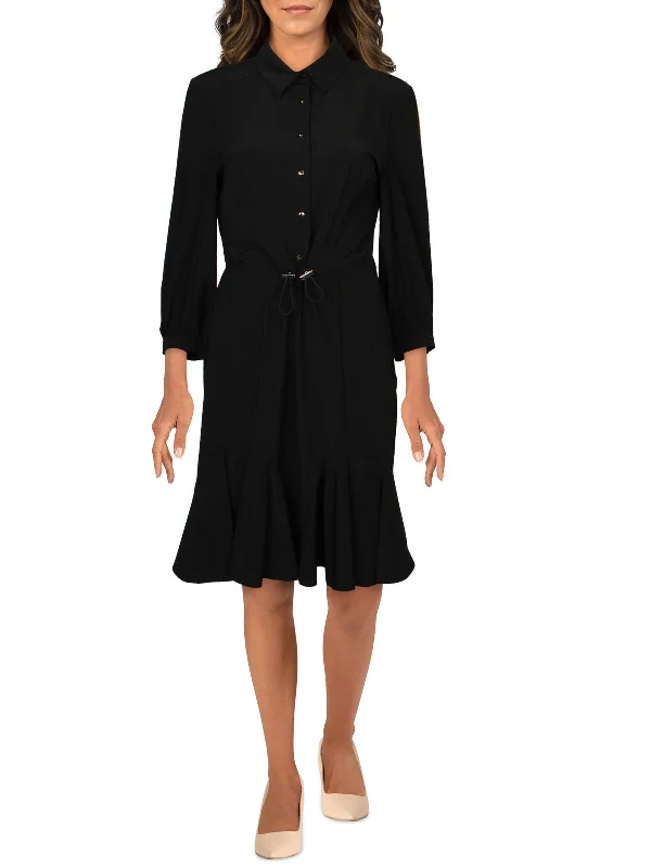 Womens Collared Office Shirtdress Soft Cotton Shirt